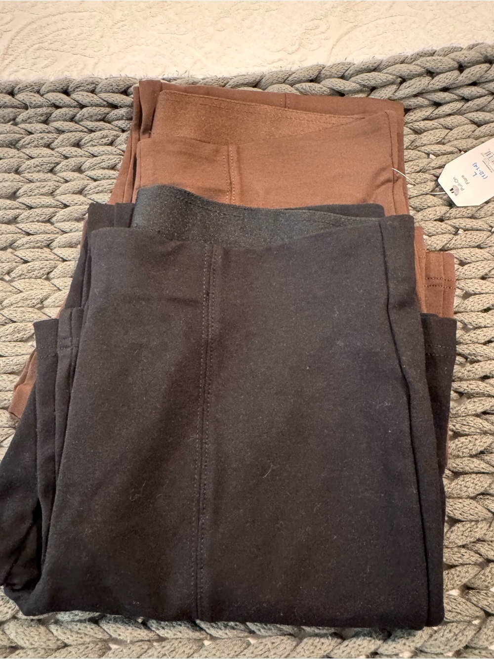 Time and Tru Women Pull-On Flared with Slit Leggings - Black & Brown